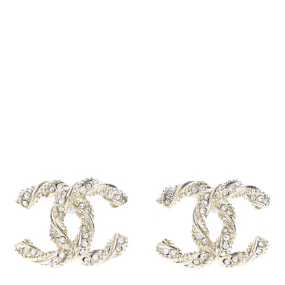 Chanel Crystal Twisted CC Earrings Gold 1 of 5