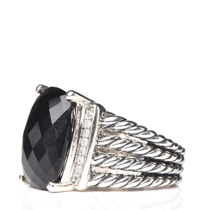 David Yurman Sterling Silver Diamond Black Onyx 16mm Wheaton Ring 52 6 3 of 6