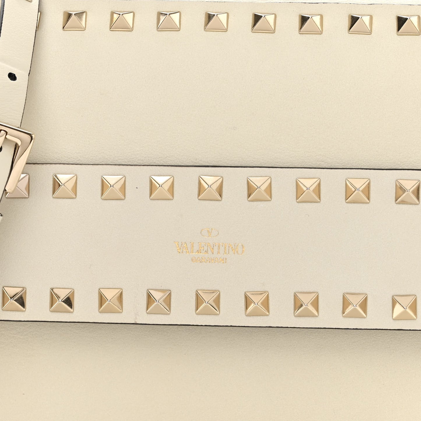 Grained Calfskin Small Rockstud Flap Crossbody Bag Light Ivory