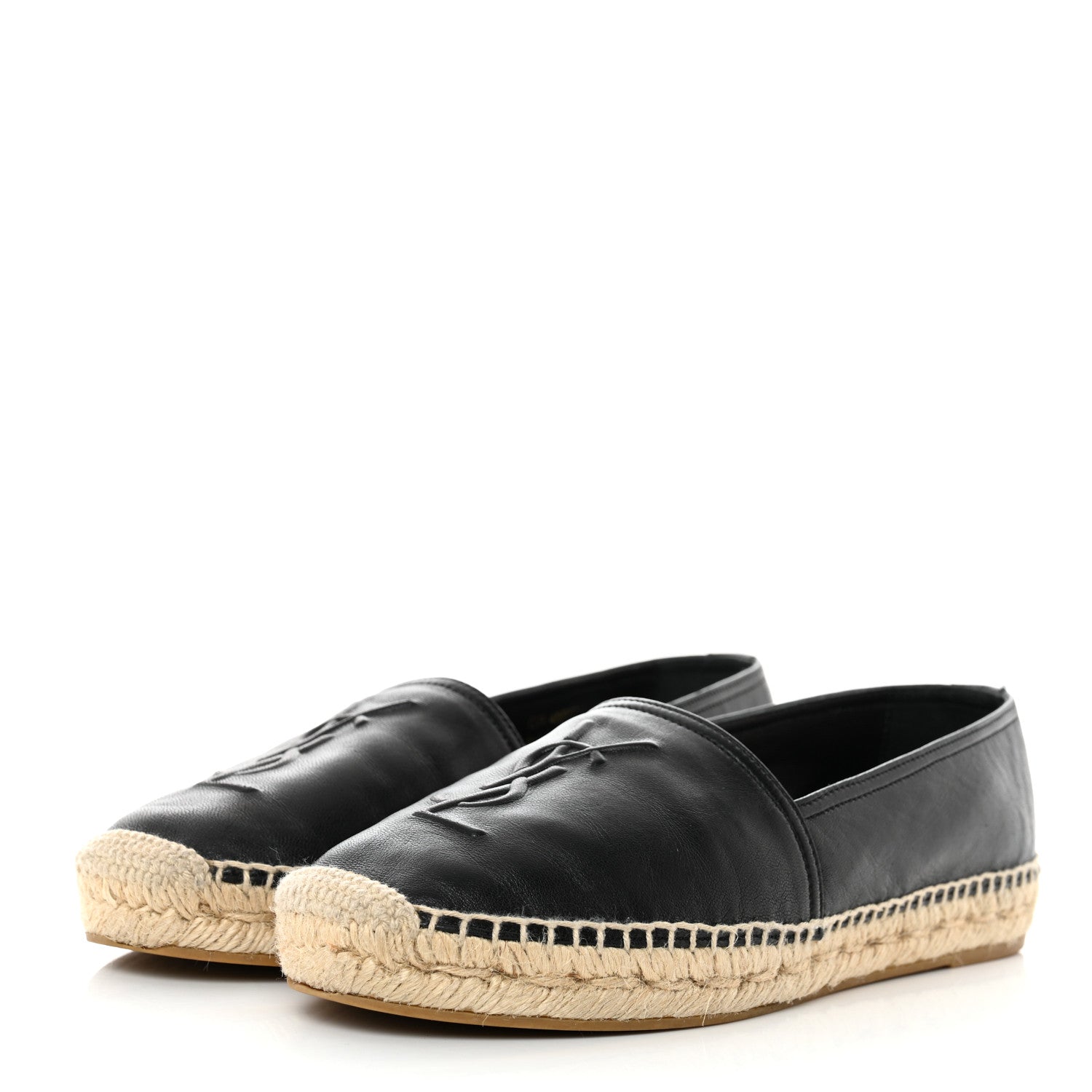 Saint Laurent Lambskin Monogram Espadrilles 36.5 Black 3 of 9