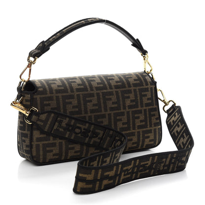 Fendi Fabric Jacquard FF 1974 Medium Baguette Tobacco Moro Black 3 of 10