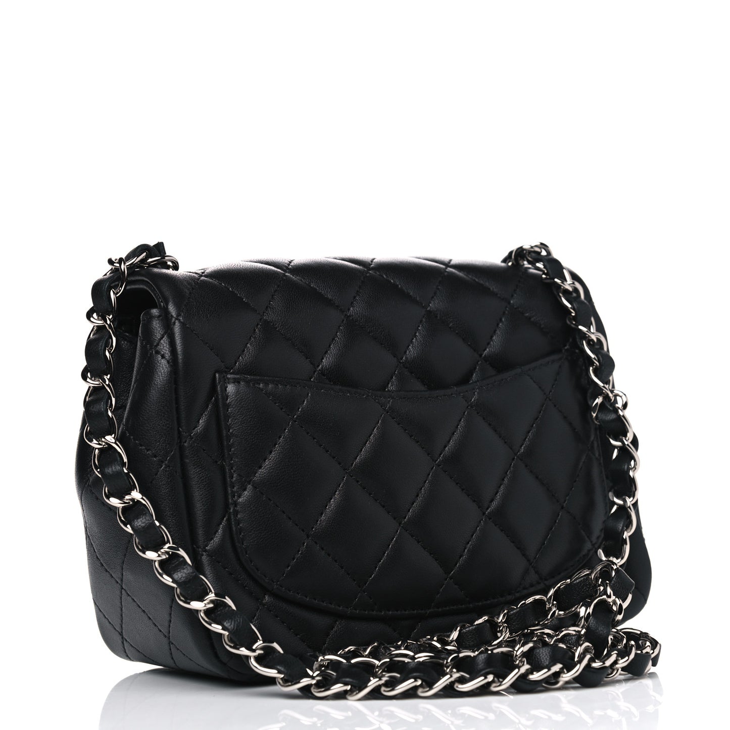 Lambskin Quilted Mini Square Flap Black