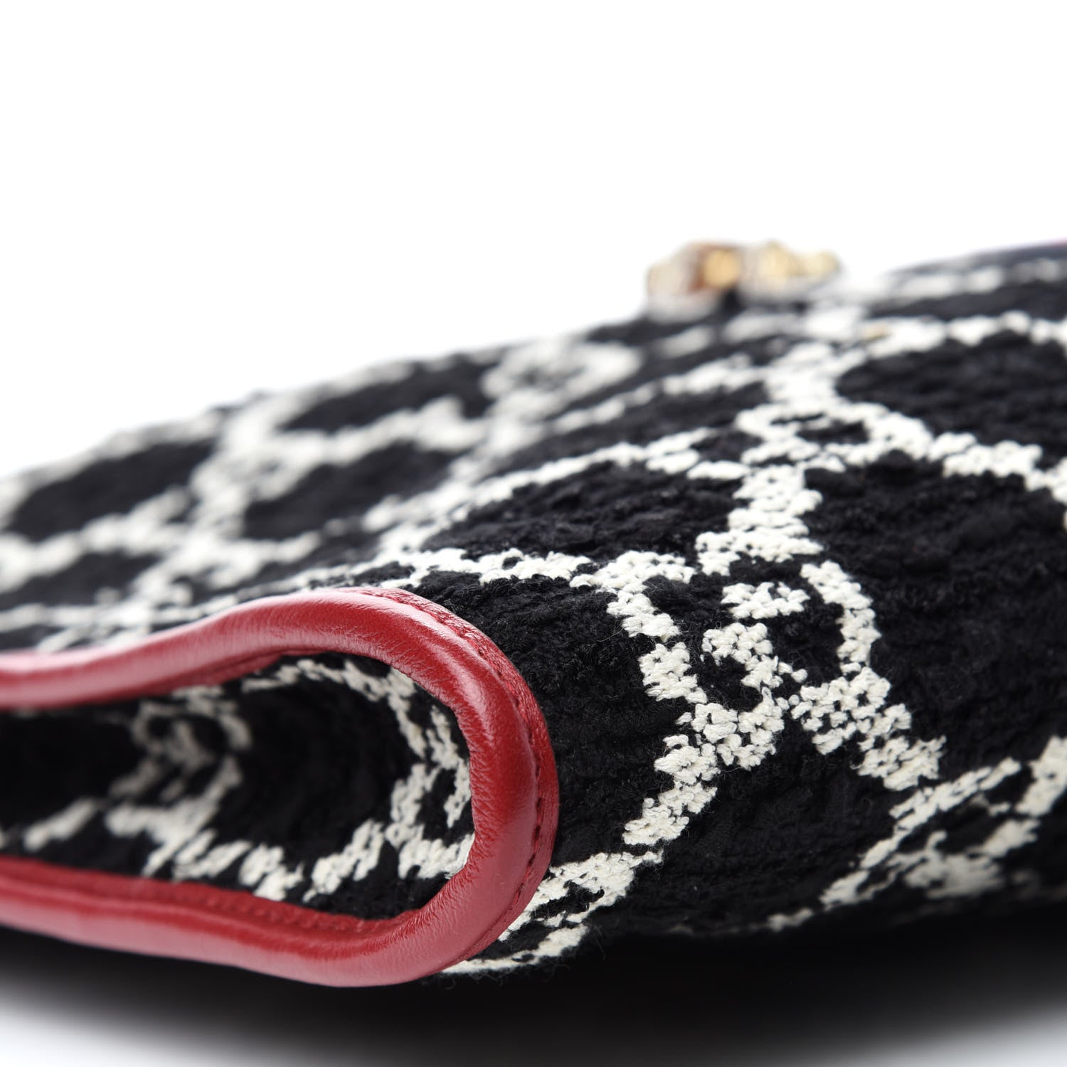 Gucci Tweed GG Monogram Large Rajah Chain Tote Romantic Cherry Black White 6 of 10