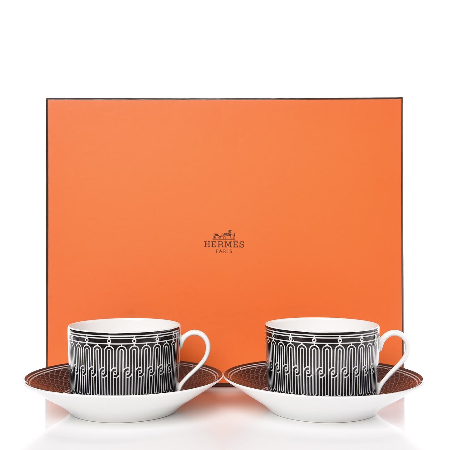 Porcelain H Deco Breakfast Cup And Saucer Set Of 2 Black