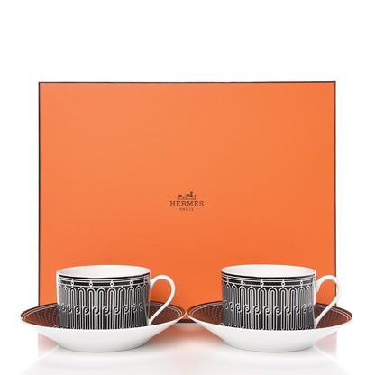 Hermes Porcelain H Deco Breakfast Cup And Saucer Set Of 2 Black 8 of 8