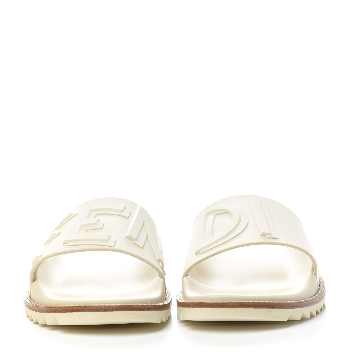 Fendi Rubber Raised Logo Slide Sandals 10 Panna 2 of 9