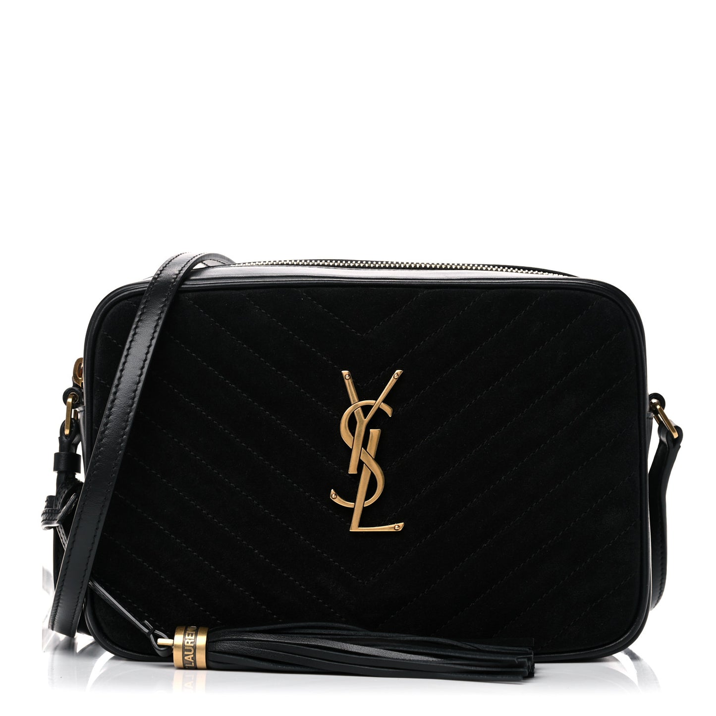 Suede Calfskin Monogram Lou Camera Bag Black