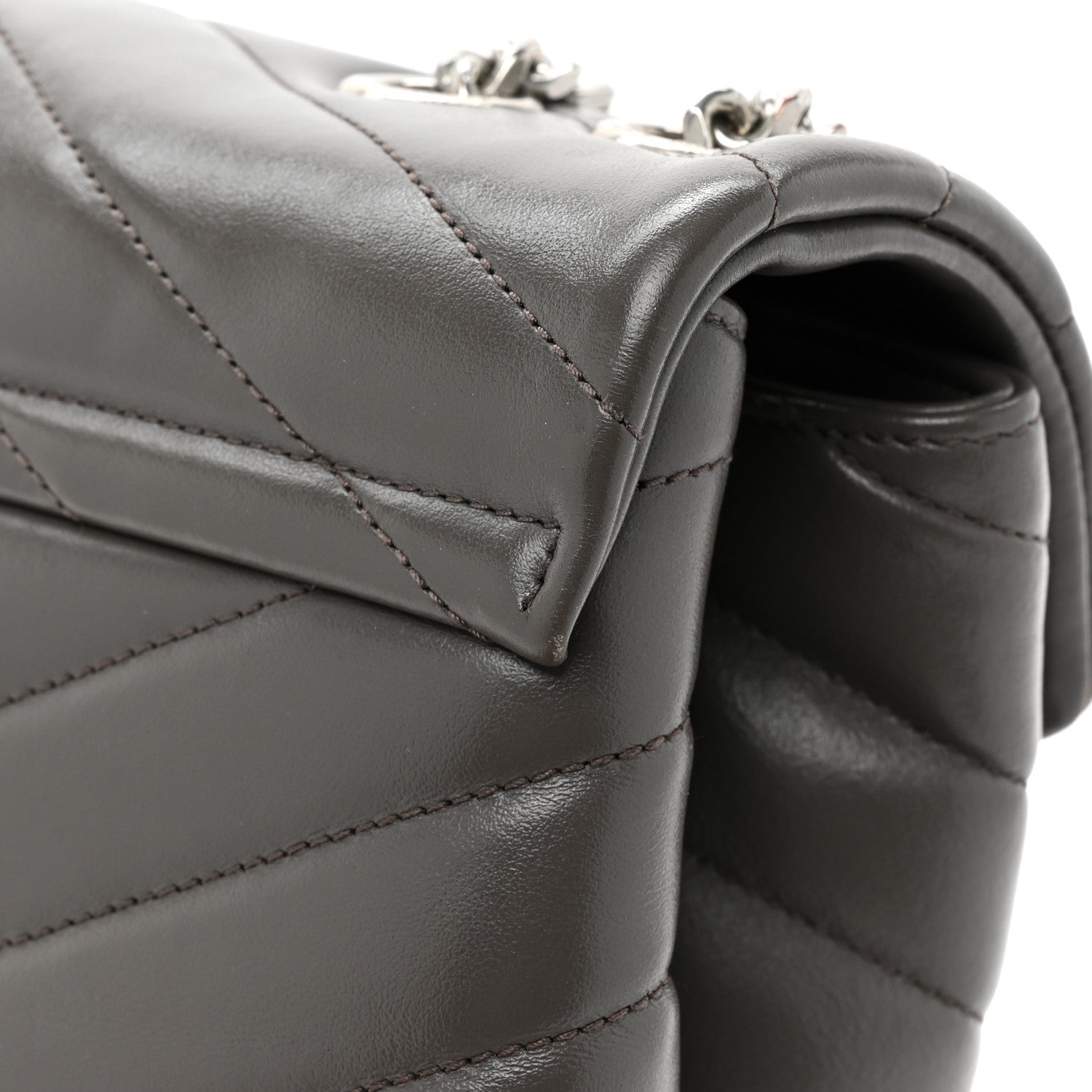 Saint Laurent Calfskin Y Quilted Monogram Medium Loulou Chain Satchel Earth 19 of 21