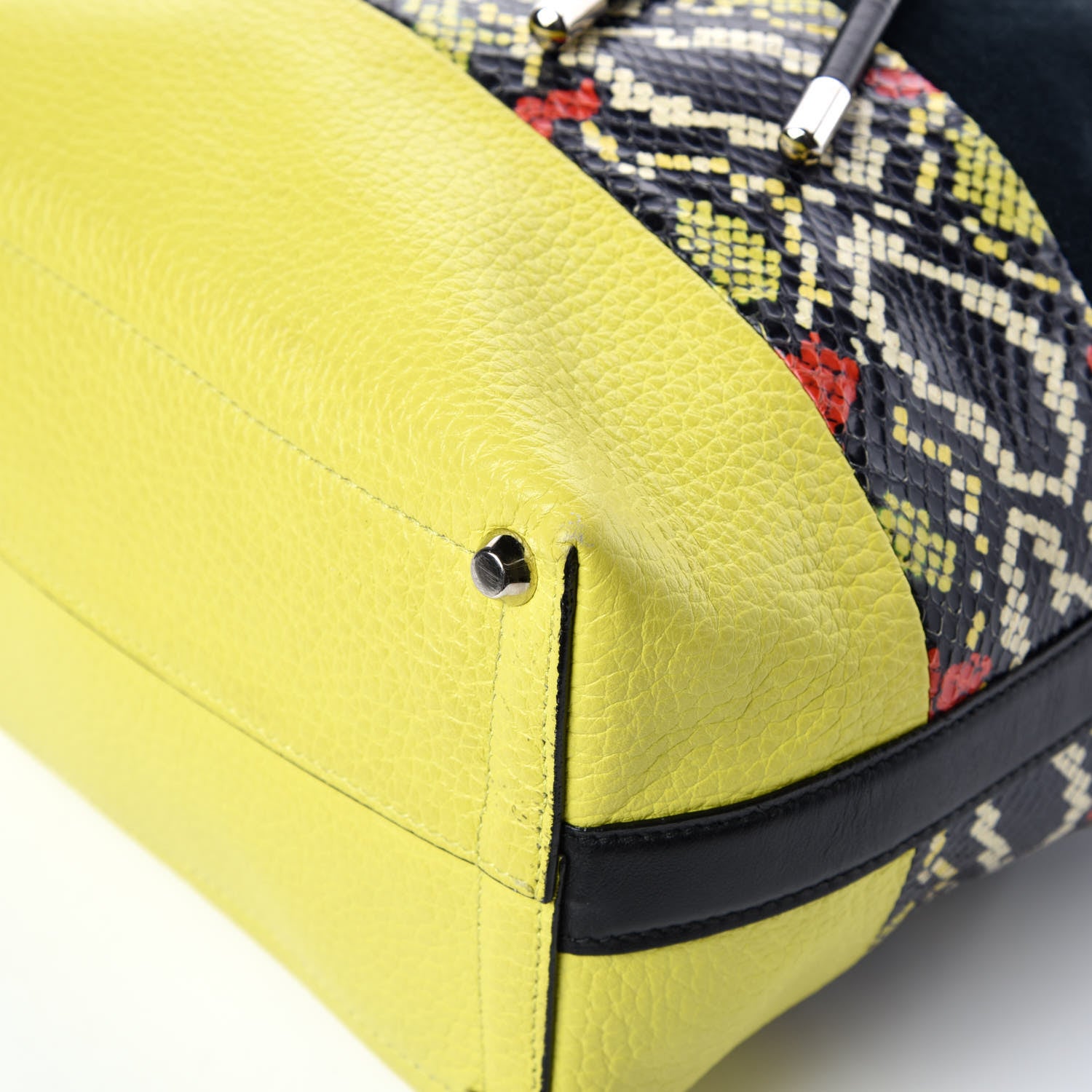Proenza Schouler Smooth Leather Elaphe Snakeskin Patchwork Medium Bucket Bag Charteuse 11 of 15