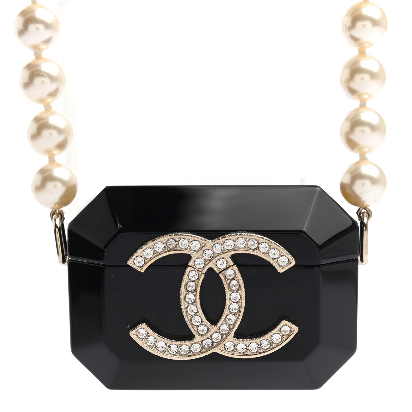 Resin Crystal Pearl Airpods Pro Holder Necklace Black Pearly White