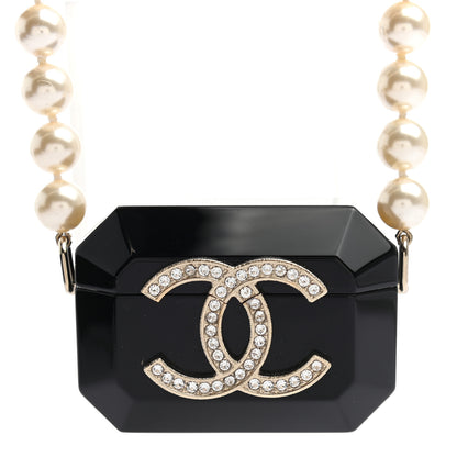 Chanel Resin Crystal Pearl Airpods Pro Holder Necklace Black Pearly White 4 of 7