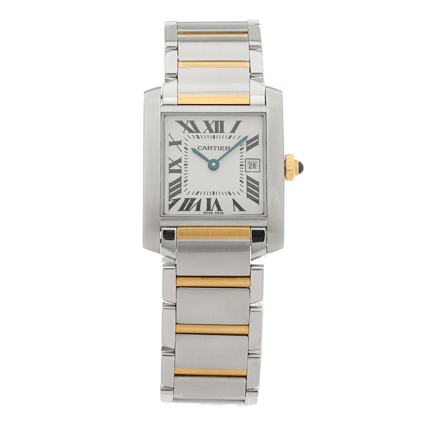 Stainless Steel 18K Yellow Gold 25mm Tank Francaise Quartz Watch