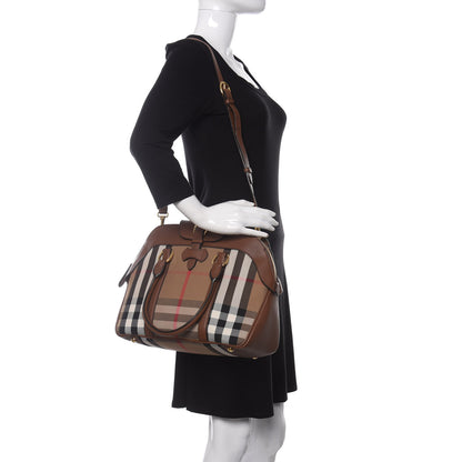 Burberry Derby Calfskin House Check Medium Milverton Satchel Tan 2 of 15
