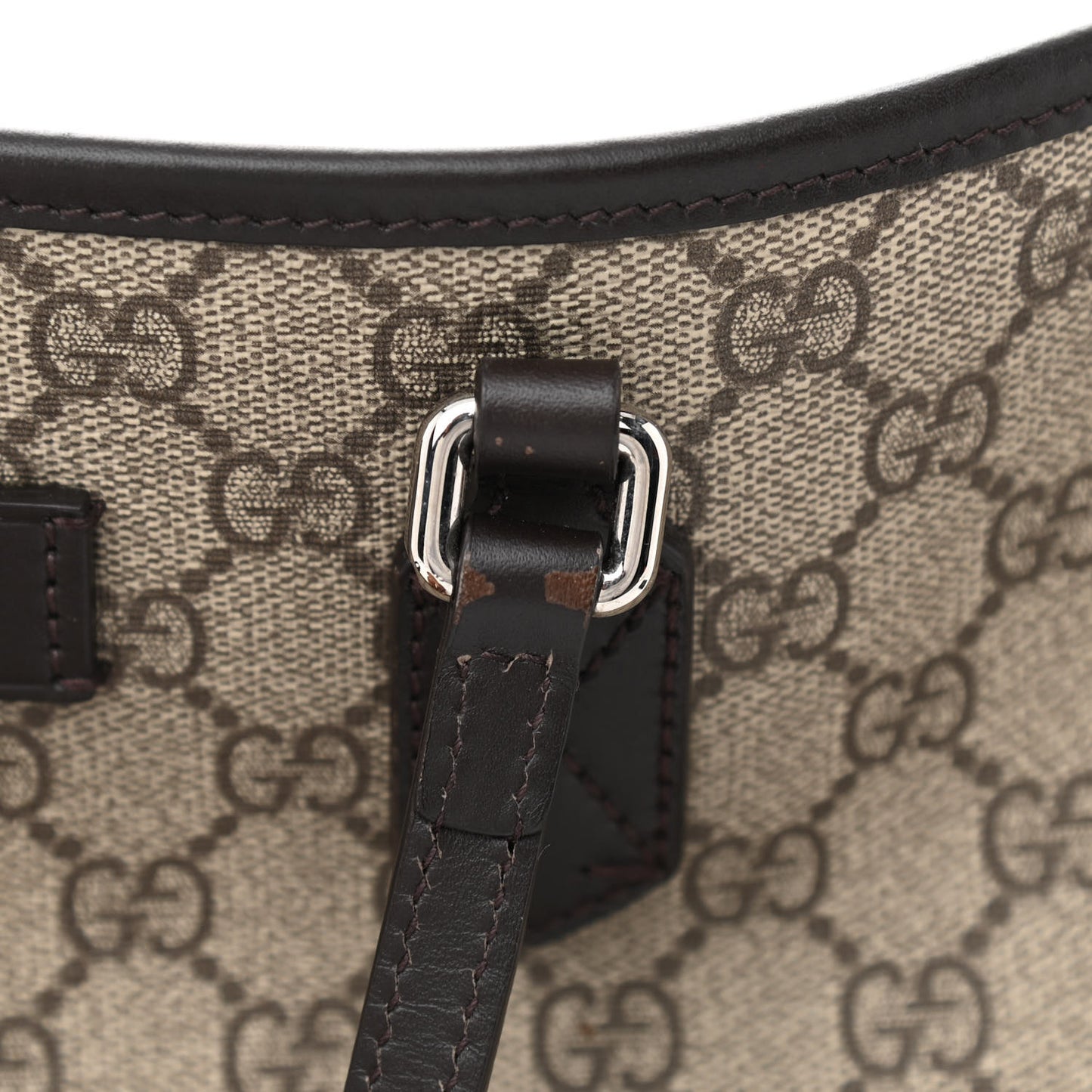GG Supreme Monogram Medium Zippered Tote Dark Brown