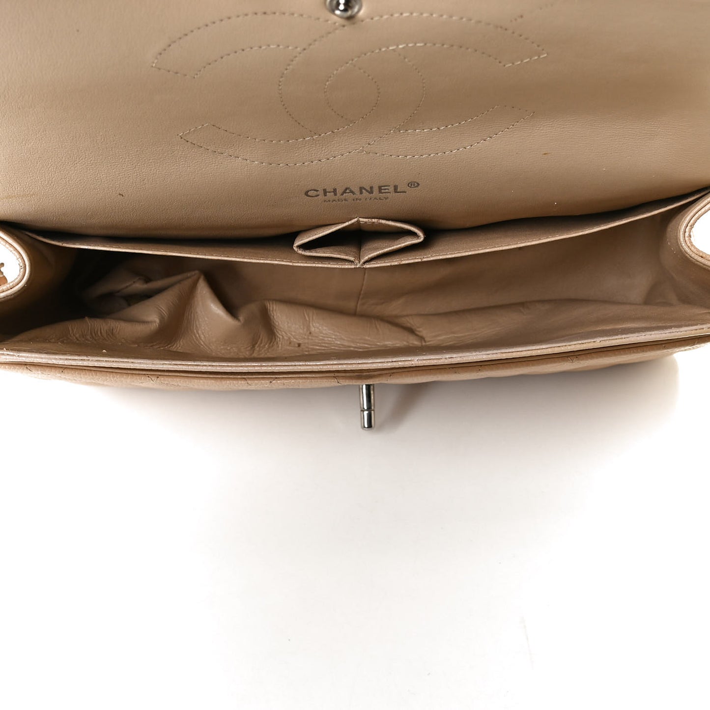 Caviar Quilted Jumbo Double Flap Beige Clair