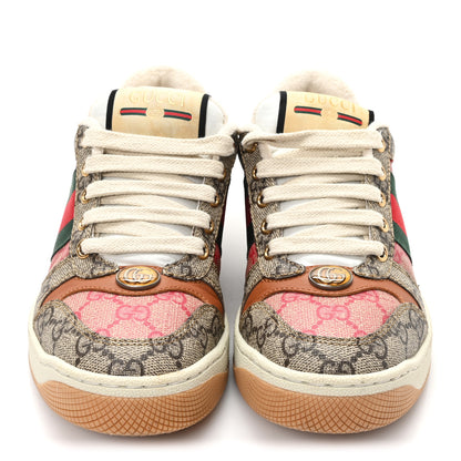 Gucci GG Supreme Monogram Harness Calfskin Web Womens Screener Sneakers 35 Beige Ebony Rosso Harness Brown 3 of 9