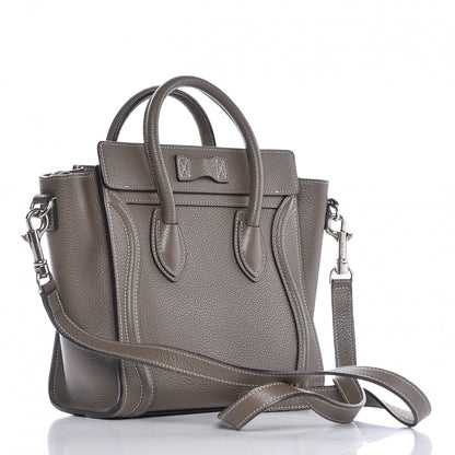 Celine Drummed Calfskin Nano Luggage Souris 3 of 11