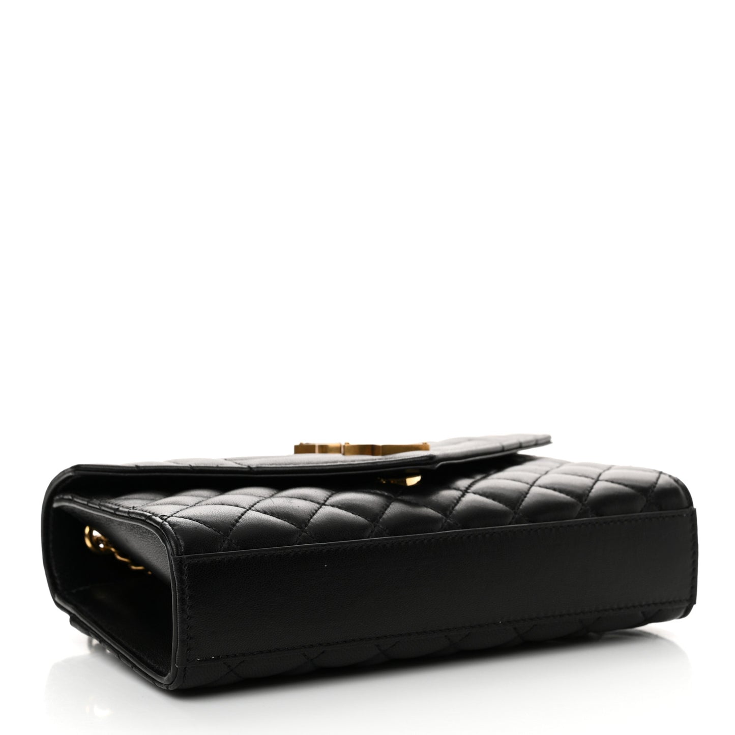 Grain De Poudre Textured Mixed Matelasse Triquilt Small Monogram Satchel Black