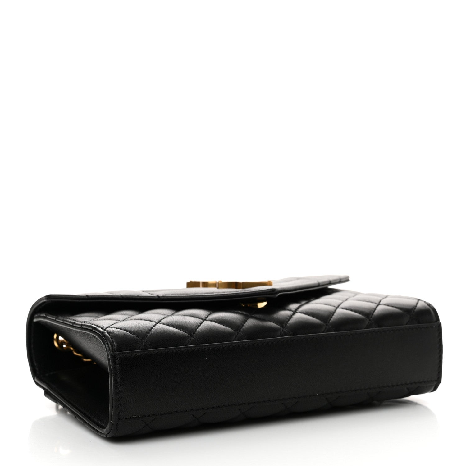 Saint Laurent Grain De Poudre Textured Mixed Matelasse Triquilt Small Monogram Satchel Black 4 of 12