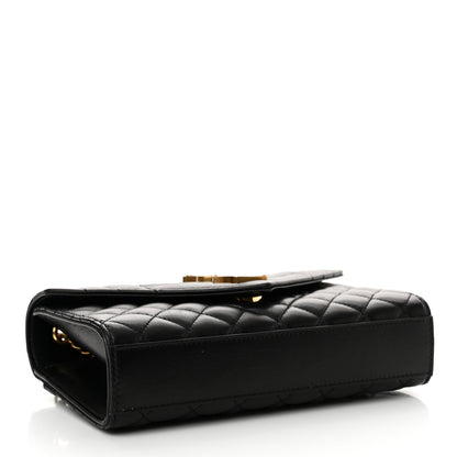 Saint Laurent Grain De Poudre Textured Mixed Matelasse Triquilt Small Monogram Satchel Black 4 of 12