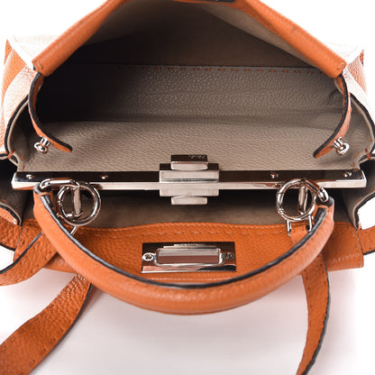 Fendi Cuoio Romano Selleria Bi-Color Medium Peekaboo Iconic Satchel Orange Stone 6 of 9