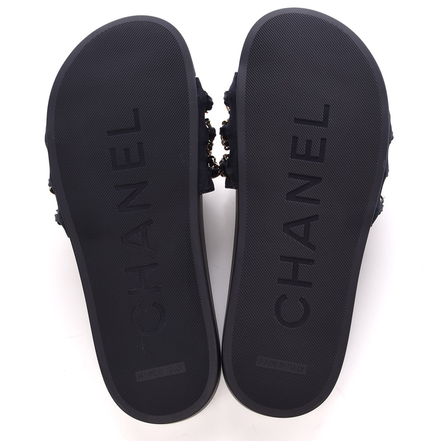 Chanel Satin Chain Flat Sandals 38 Marine 5 of 10