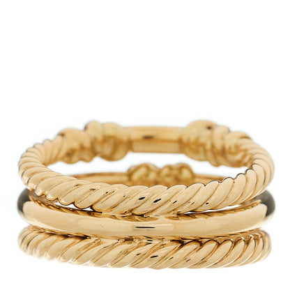 David Yurman 18K Yellow Gold Diamond Petite Helena Wrap Three Row Ring 54 7 3 of 4