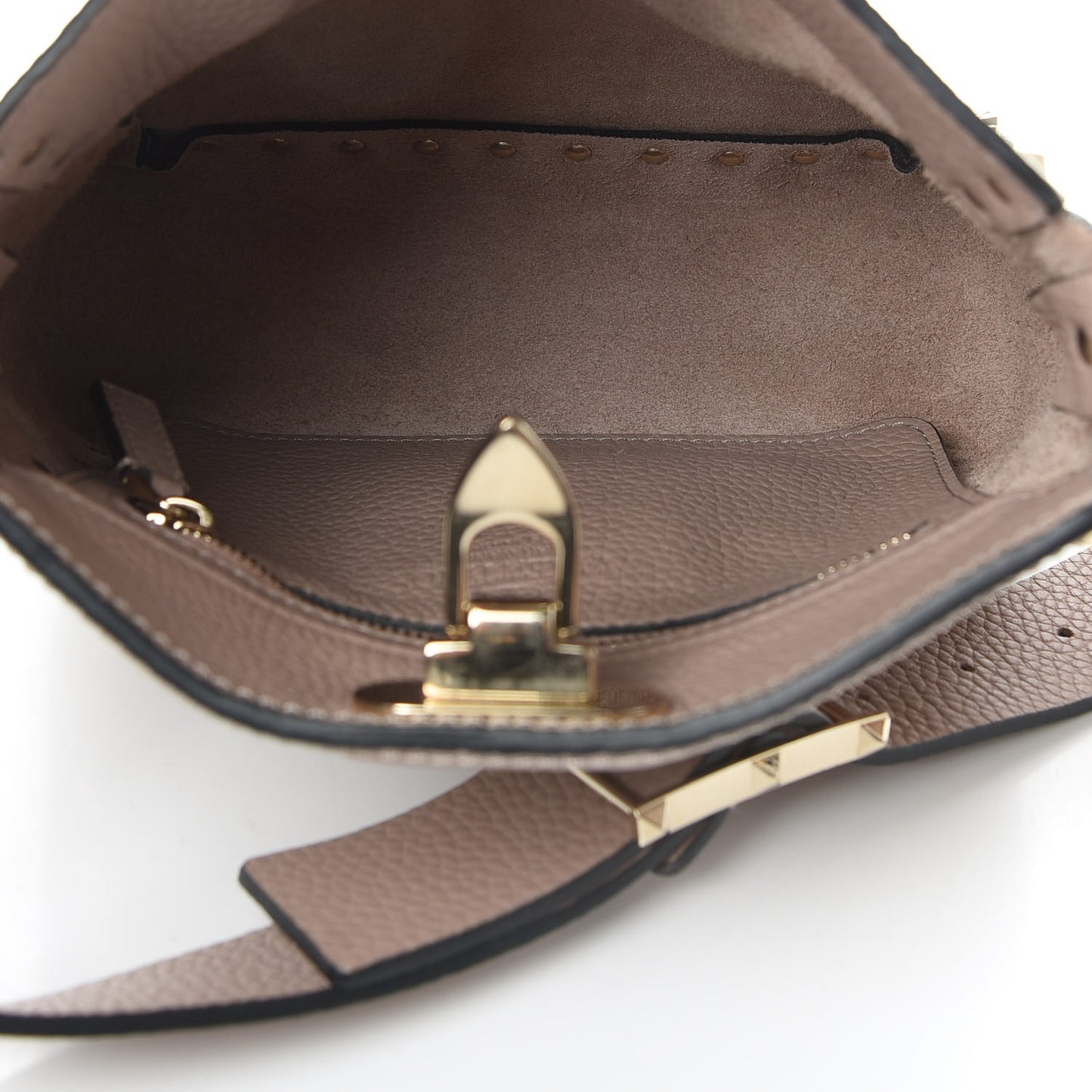 Pebbled Calfskin Mini Rockstud Flip-Lock Messenger Bag Poudre