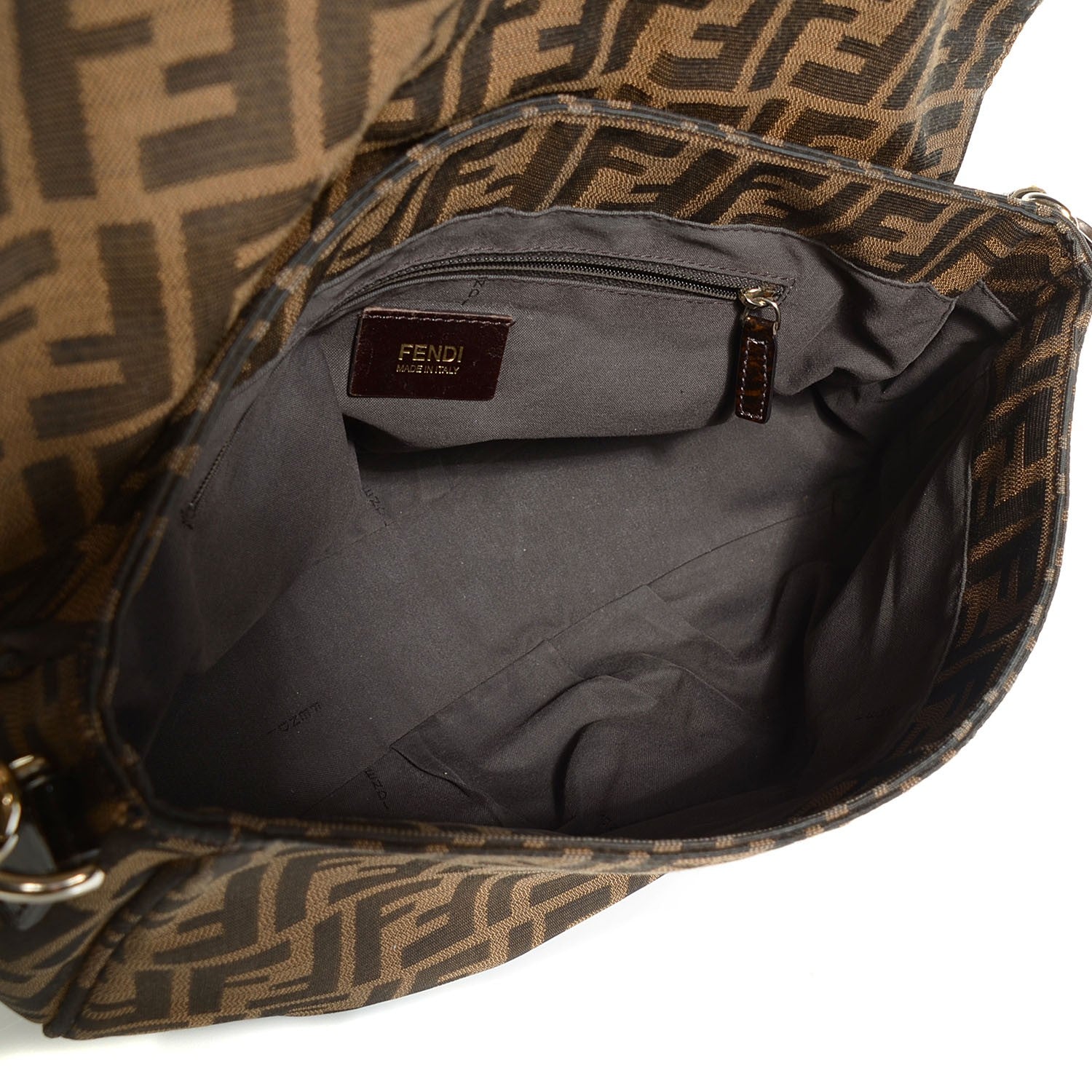 Fendi Zucca Patent Mia Shoulder Flap Tobacco 5 of 10