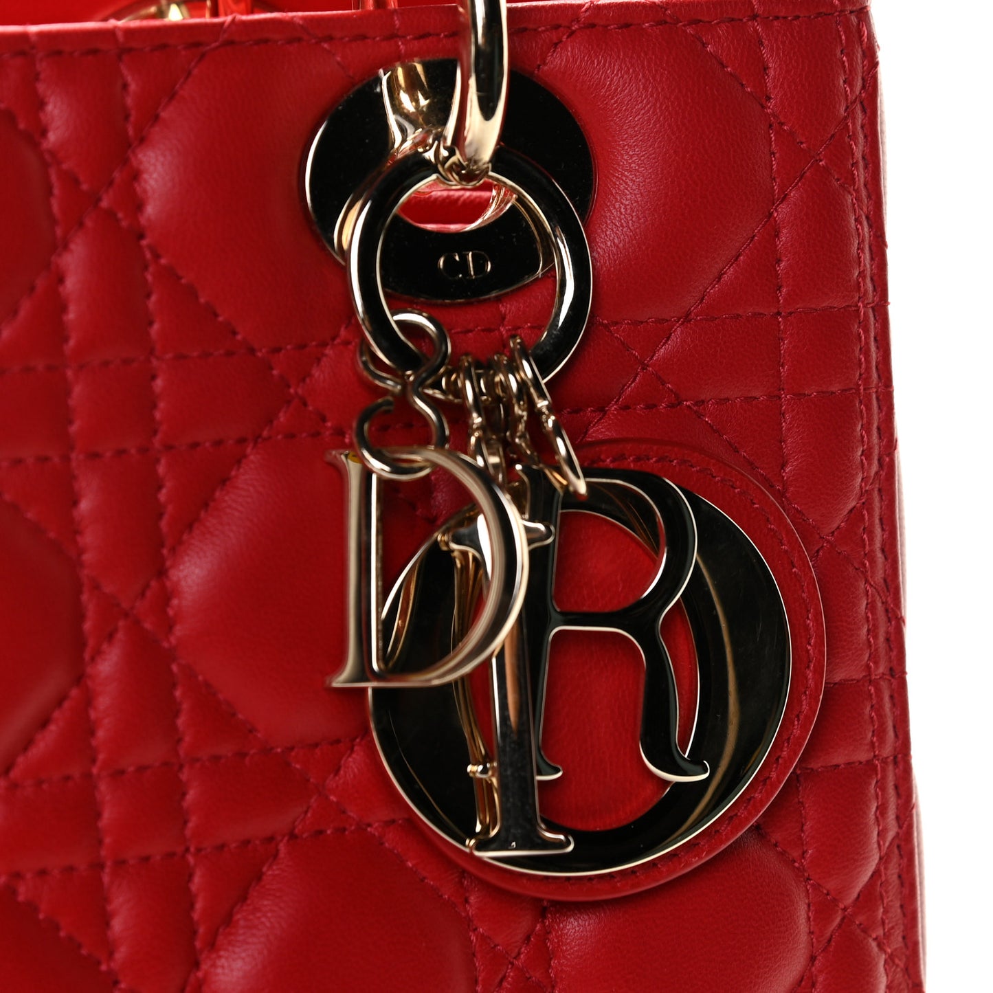 Lambskin Cannage Medium Lady Dior Red