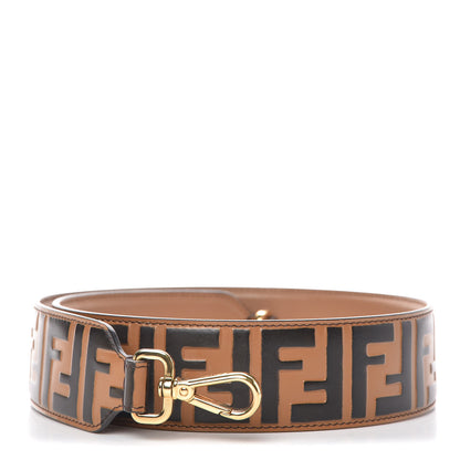 Fendi Calfskin FF 1974 Embossed Strap You Tobacco Black 1 of 5