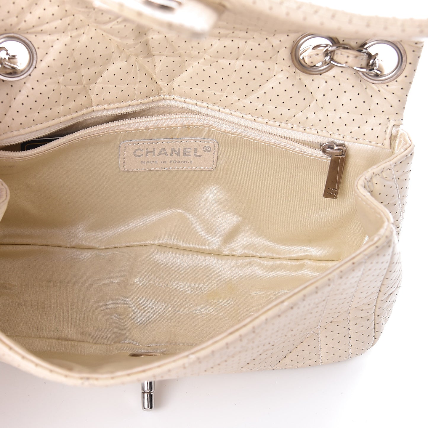 Aged Calfskin Perforated Small Flap Ivory