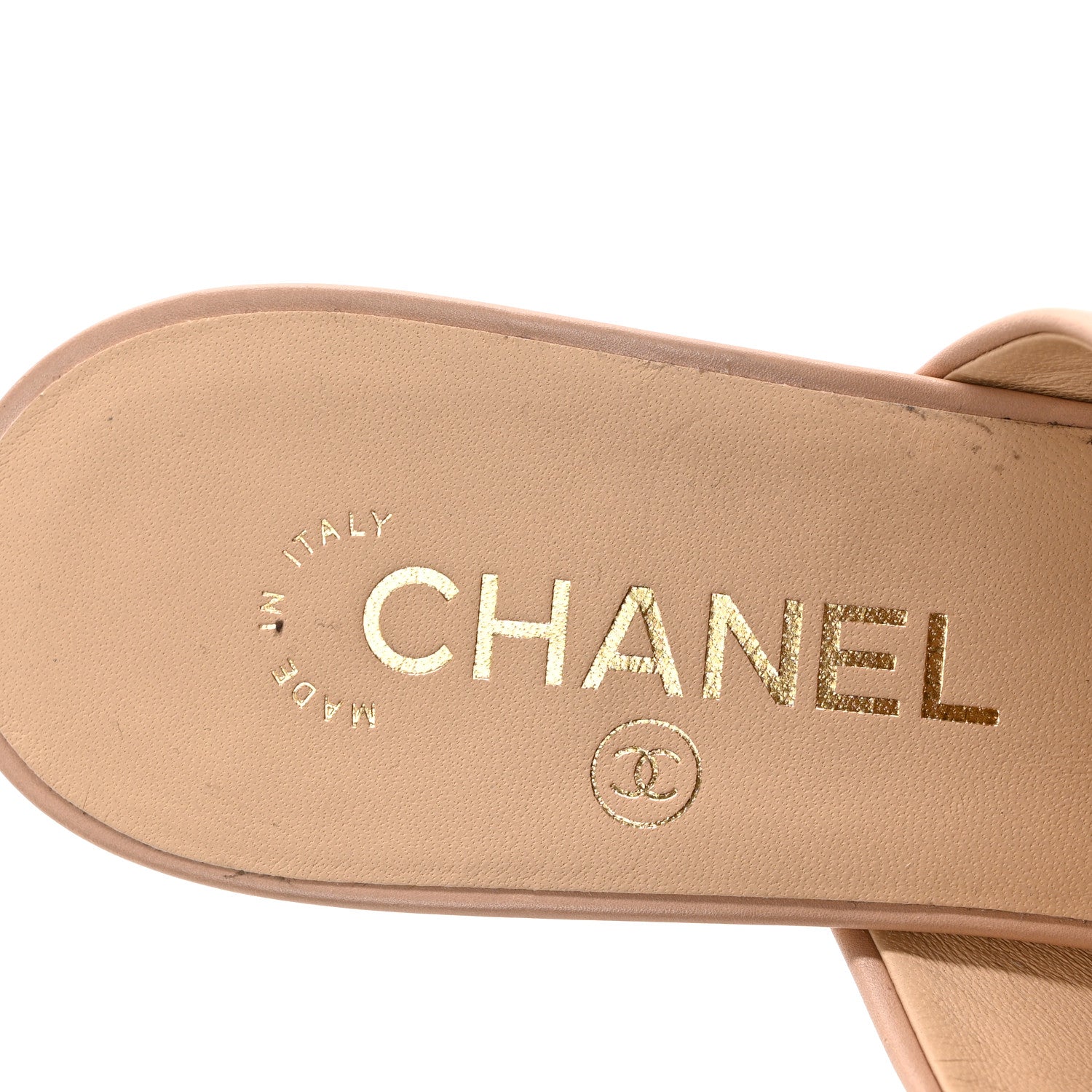 Chanel Calfskin CC Chain Mules Sandals 39.5 Beige 7 of 9