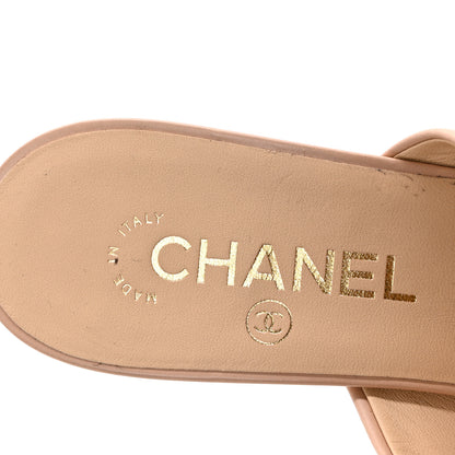 Chanel Calfskin CC Chain Mules Sandals 39.5 Beige 7 of 9
