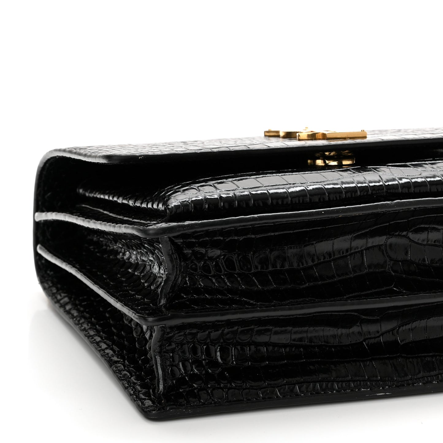 Calfskin Crocodile Embossed Medium Monogram Sunset Black