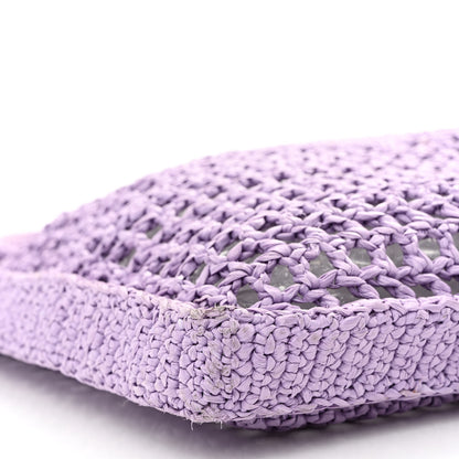 Prada Yarn Raffia Effect Crochet Logo Embroidered Tote Bag Lilium 8 of 9