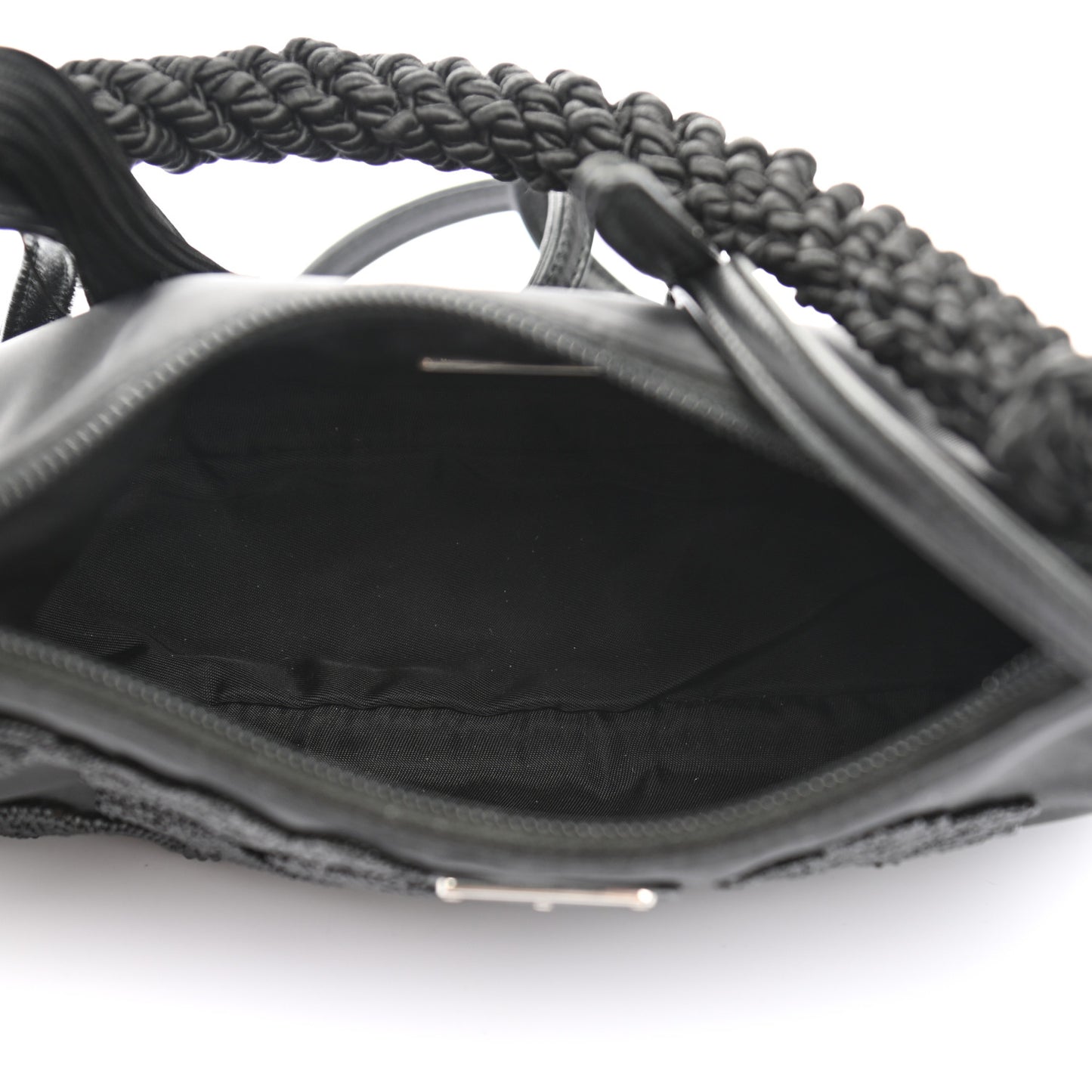Tessuto Nylon Beaded Ricamo Bag Black