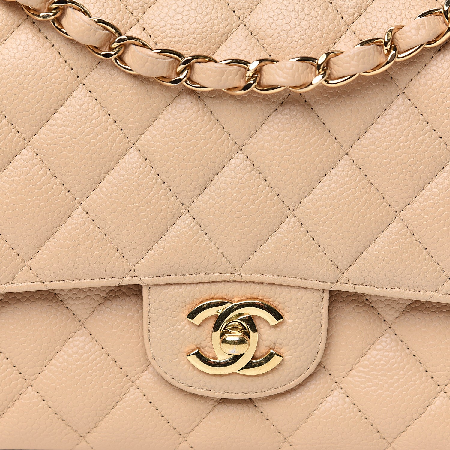 Chanel Caviar Quilted Medium Double Flap Beige 9 of 11
