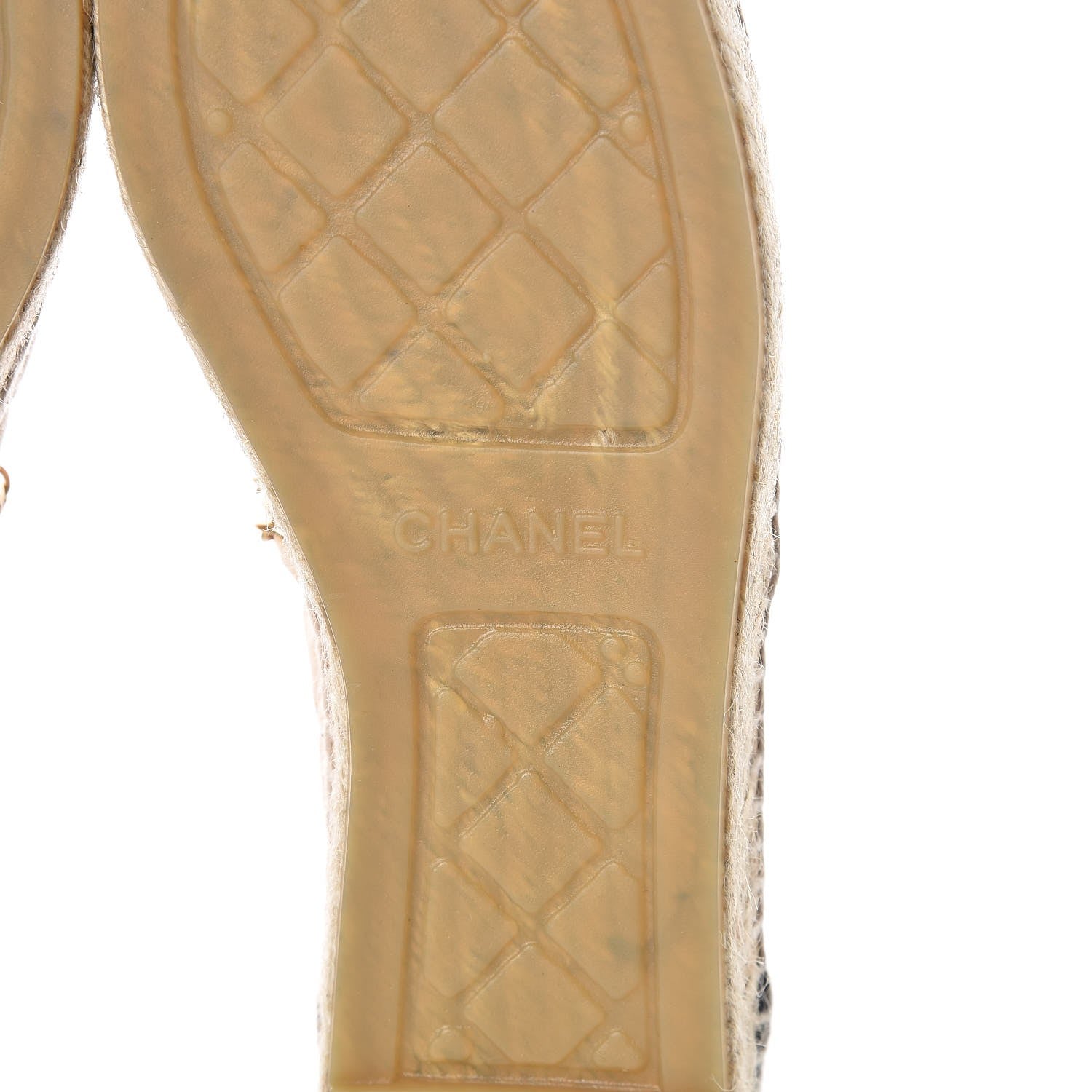 Chanel Lambskin Grosgrain Quilted CC Chain Espadrilles 41 Beige Black 9 of 11