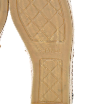 Chanel Lambskin Grosgrain Quilted CC Chain Espadrilles 41 Beige Black 9 of 11