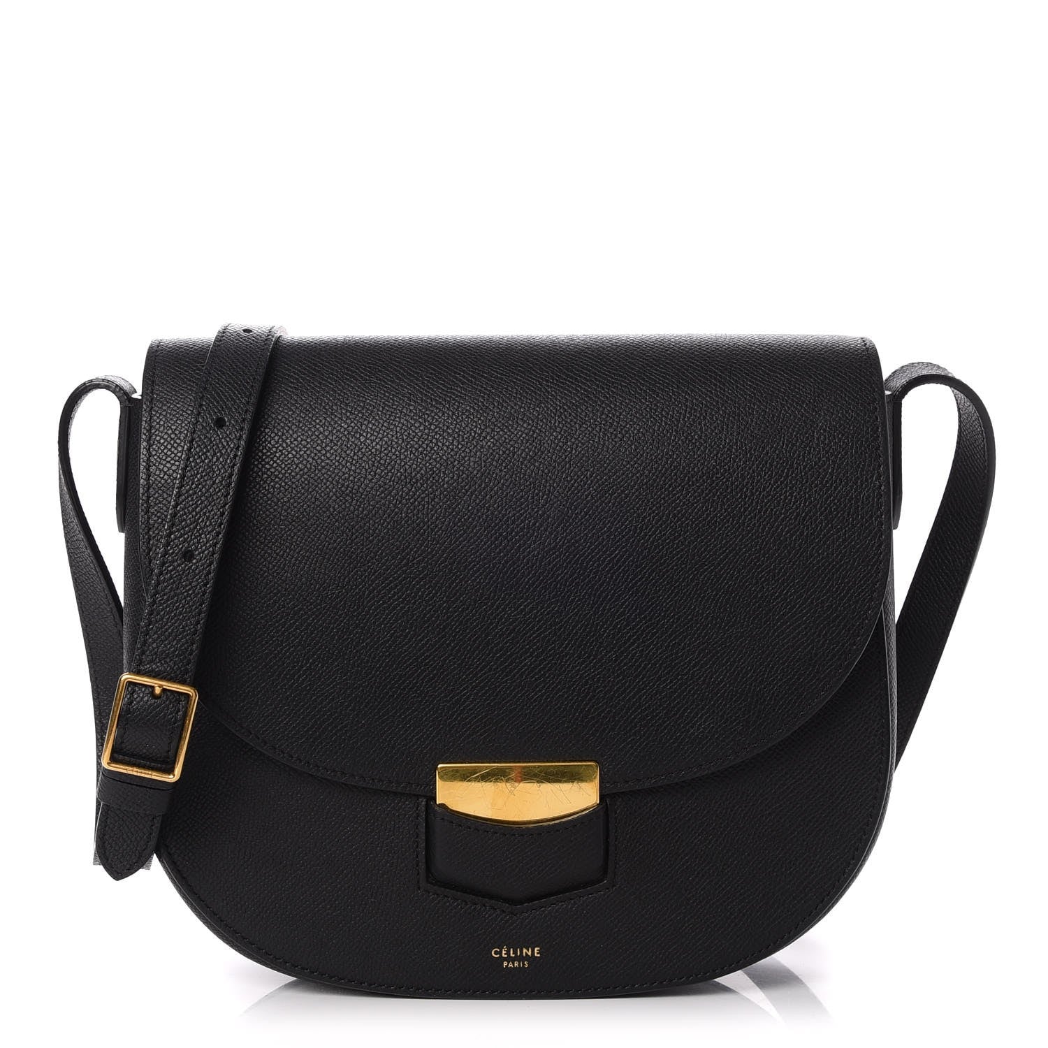 Celine Grained Calfskin Medium Trotteur Black 1 of 8