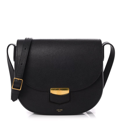 Celine Grained Calfskin Medium Trotteur Black 1 of 8