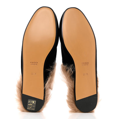 Gucci Velvet Fur Womens Princetown Slippers 36.5 Black 5 of 8