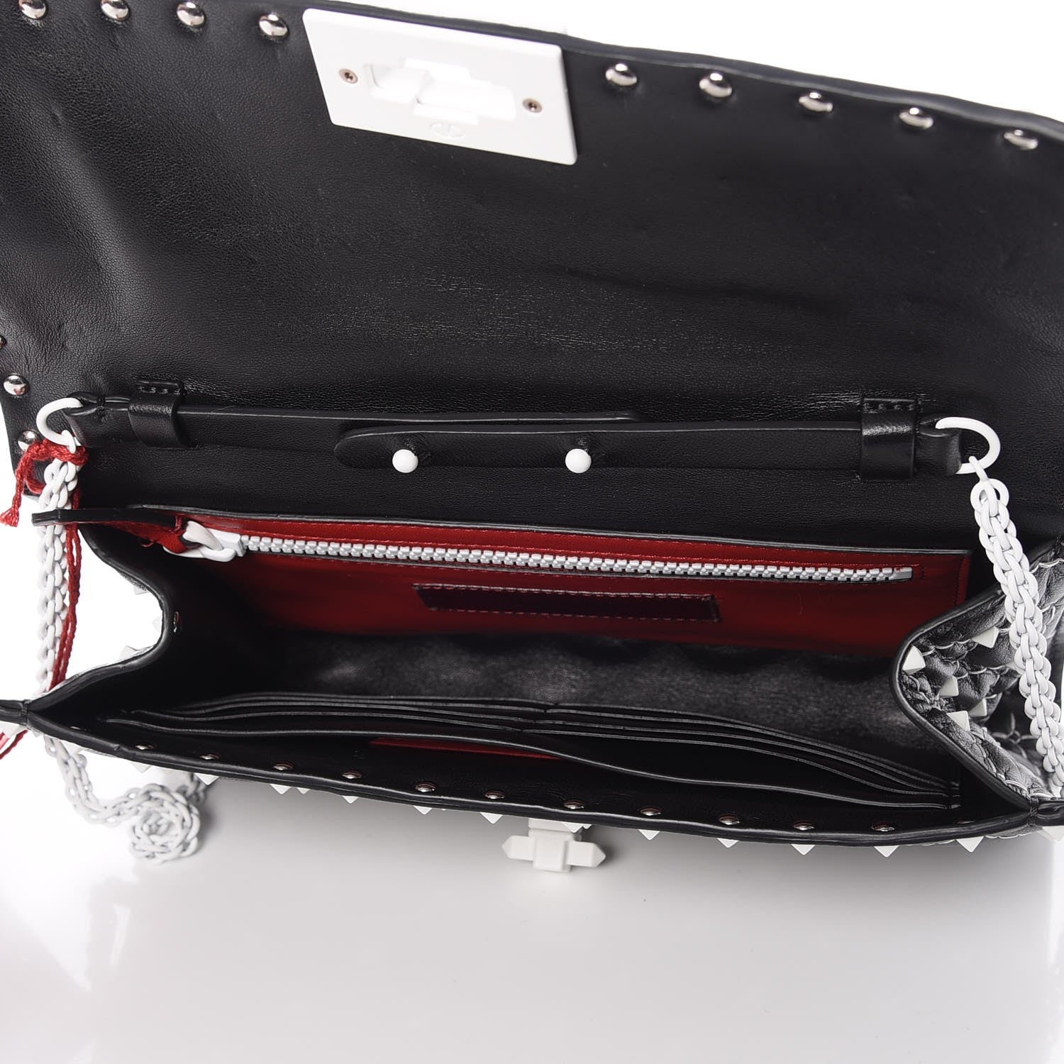 Valentino Garavani Lambskin Free Rockstud Spike Wallet On Chain Black 5 of 9