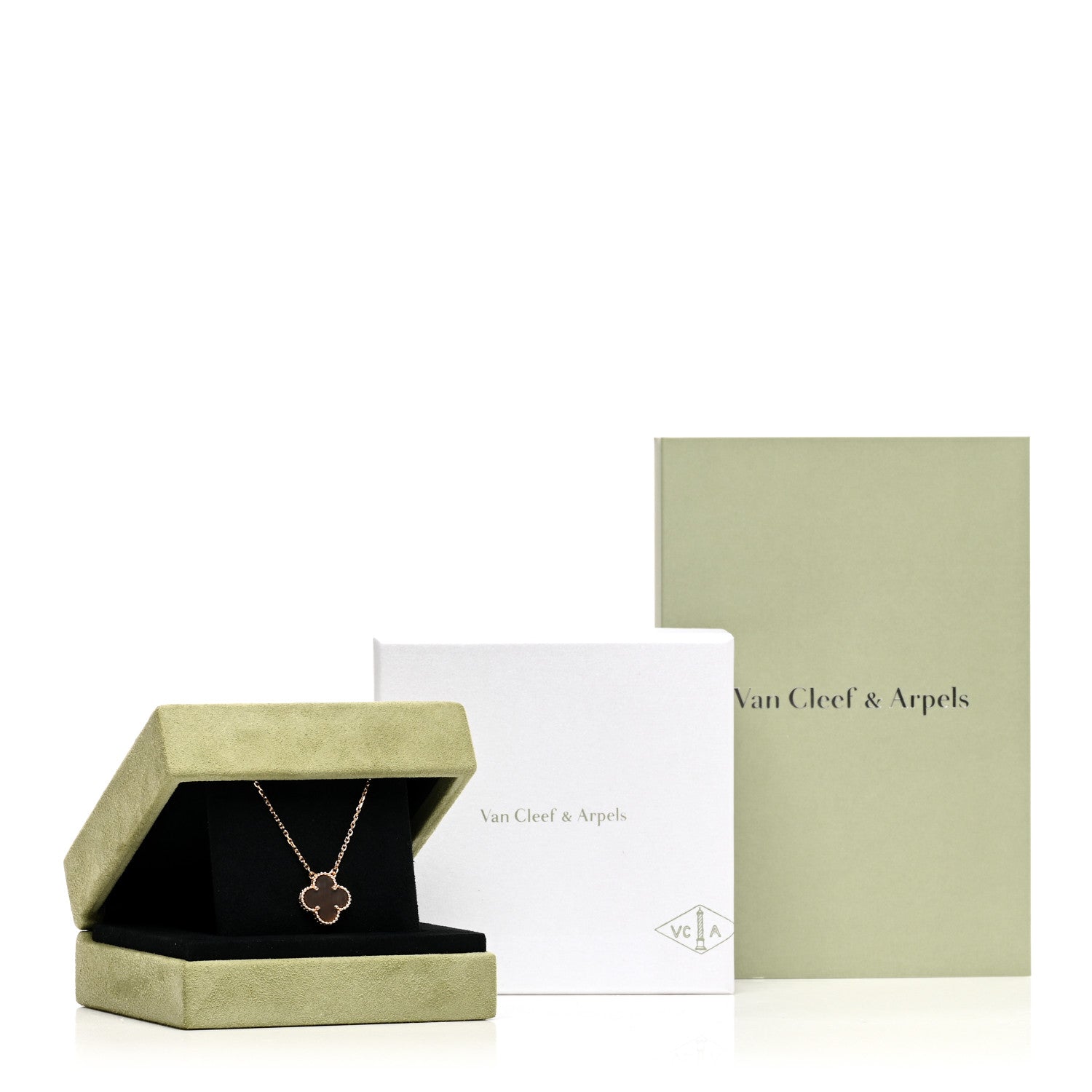 Van Cleef & Arpels 18K Rose Gold Gray Mother of Pearl Vintage Alhambra Pendant Necklace 6 of 6