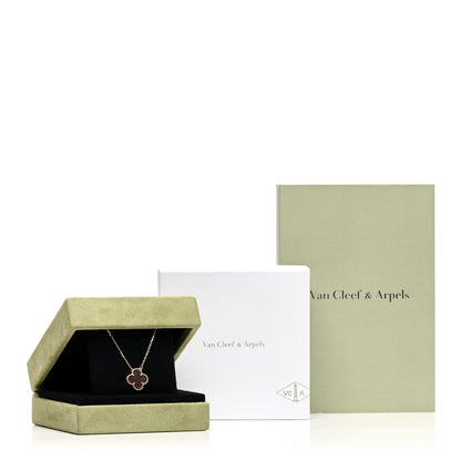 Van Cleef & Arpels 18K Rose Gold Gray Mother of Pearl Vintage Alhambra Pendant Necklace 6 of 6