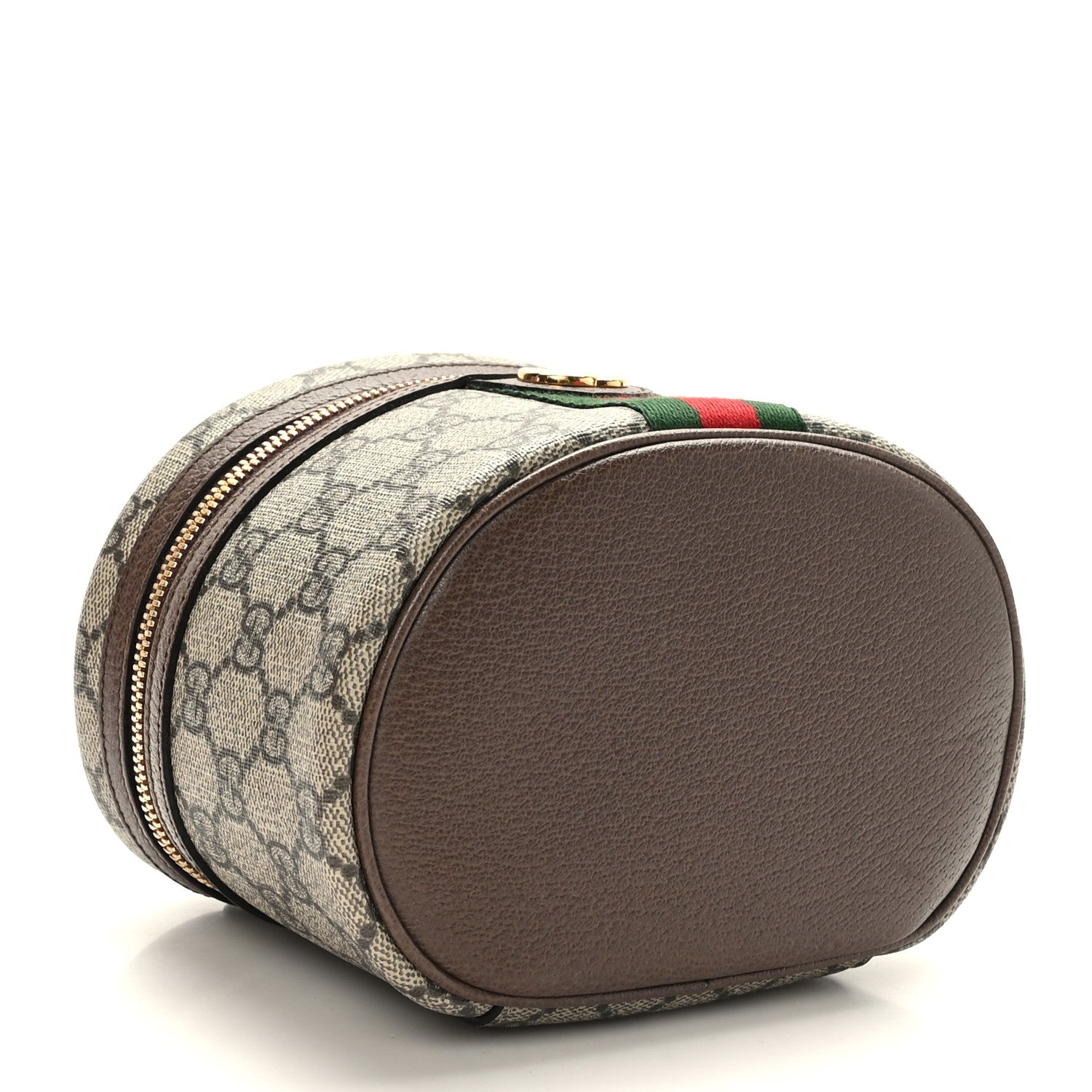 Gucci GG Supreme Monogram Textured Calfskin Web Ophidia Vanity Cosmetic Case Beige Ebony New Acero 4 of 10