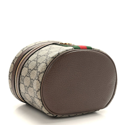 Gucci GG Supreme Monogram Textured Calfskin Web Ophidia Vanity Cosmetic Case Beige Ebony New Acero 4 of 10