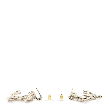 Chanel Metal Crystal Twisted CC Drop Earrings Light Gold 3 of 5