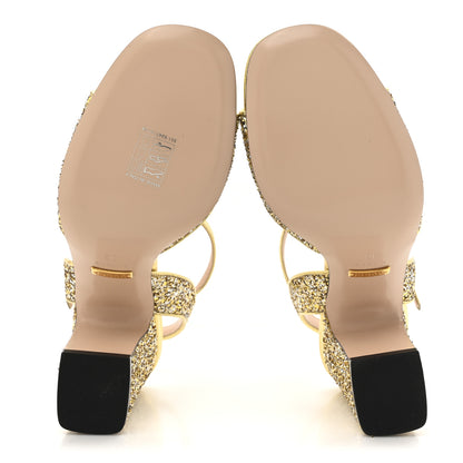 Gucci Cristal Nappa Silk Horsebit Ankle Strap Sandals 36 Platino 6 of 9